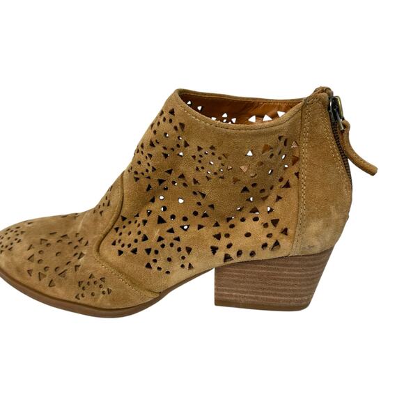 Franco Sarto Brown Leather Suede Cutout ankle booties size 5 boho casual chic - Picture 3 of 7